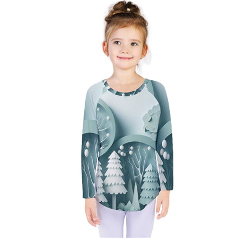 Background Christmas Winter Holiday Background Kids  Long Sleeve Tee by Ravend