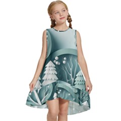 Background Christmas Winter Holiday Background Kids  Frill Swing Dress by Ravend