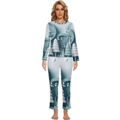 Background Christmas Winter Holiday Background Womens  Long Sleeve Lightweight Pajamas Set