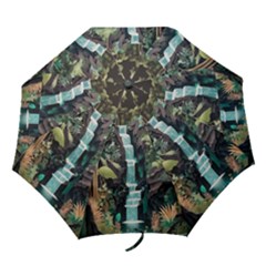 Jungle Tropical Trees Waterfall Plants Papercraft Folding Umbrellas by Ravend