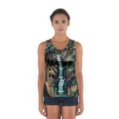 Jungle Tropical Trees Waterfall Plants Papercraft Sport Tank Top  by Ravend