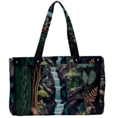 Jungle Tropical Trees Waterfall Plants Papercraft Canvas Work Bag by Ravend