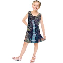 Jungle Tropical Trees Waterfall Plants Papercraft Kids  Tunic Dress by Ravend