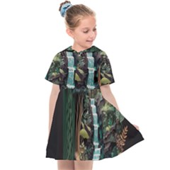 Jungle Tropical Trees Waterfall Plants Papercraft Kids  Sailor Dress by Ravend