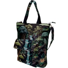 Jungle Tropical Trees Waterfall Plants Papercraft Shoulder Tote Bag by Ravend