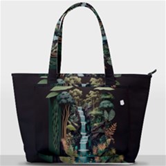 Jungle Tropical Trees Waterfall Plants Papercraft Back Pocket Shoulder Bag  by Ravend