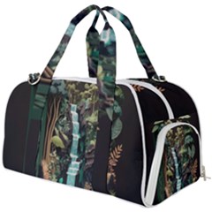 Jungle Tropical Trees Waterfall Plants Papercraft Burner Gym Duffel Bag by Ravend