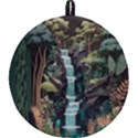 Jungle Tropical Trees Waterfall Plants Papercraft Round Trivet View2