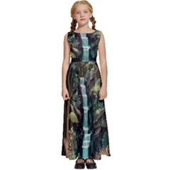 Jungle Tropical Trees Waterfall Plants Papercraft Kids  Satin Sleeveless Maxi Dress by Ravend