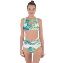 Waves Ocean Sea Tsunami Nautical Painting Bandaged Up Bikini Set  by Ravend