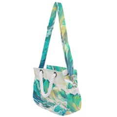 Waves Ocean Sea Tsunami Nautical Painting Rope Handles Shoulder Strap Bag by Ravend