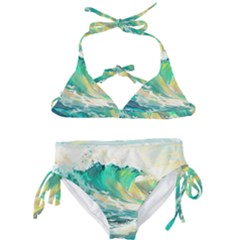 Waves Ocean Sea Tsunami Nautical Painting Kids  Classic Bikini Set by Ravend