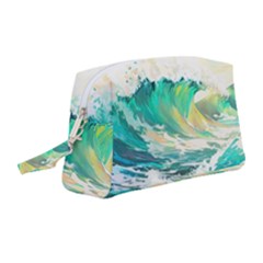 Waves Ocean Sea Tsunami Nautical Painting Wristlet Pouch Bag (medium) by Ravend