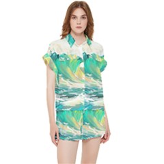 Waves Ocean Sea Tsunami Nautical Painting Chiffon Lounge Set by Ravend