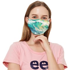 Waves Ocean Sea Tsunami Nautical Painting Fitted Cloth Face Mask (adult)