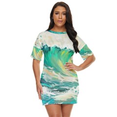 Waves Ocean Sea Tsunami Nautical Painting Just Threw It On Dress by Ravend