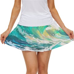 Waves Ocean Sea Tsunami Nautical Painting Women s Skort by Ravend