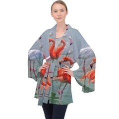 Birds Long Sleeve Velvet Kimono  by Sparkle