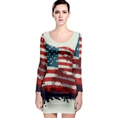 Patriotic Usa United States Flag Old Glory Long Sleeve Bodycon Dress by Ravend