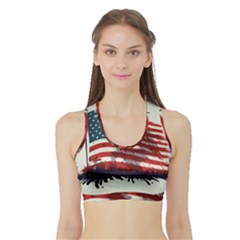 Patriotic Usa United States Flag Old Glory Sports Bra With Border by Ravend