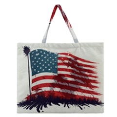 Patriotic Usa United States Flag Old Glory Zipper Large Tote Bag by Ravend