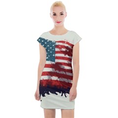 Patriotic Usa United States Flag Old Glory Cap Sleeve Bodycon Dress by Ravend