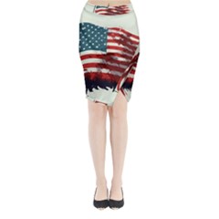 Patriotic Usa United States Flag Old Glory Midi Wrap Pencil Skirt by Ravend