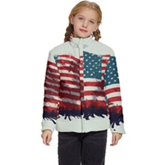 Patriotic Usa United States Flag Old Glory Kids  Puffer Bubble Jacket Coat by Ravend