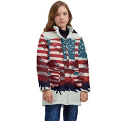 Patriotic Usa United States Flag Old Glory Kids  Hooded Longline Puffer Jacket by Ravend