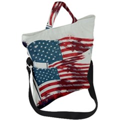 Patriotic Usa United States Flag Old Glory Fold Over Handle Tote Bag by Ravend