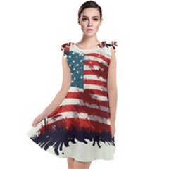 Patriotic Usa United States Flag Old Glory Tie Up Tunic Dress by Ravend