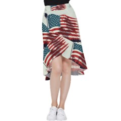 Patriotic Usa United States Flag Old Glory Frill Hi Low Chiffon Skirt by Ravend