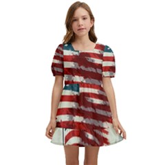 Patriotic Usa United States Flag Old Glory Kids  Short Sleeve Dolly Dress by Ravend