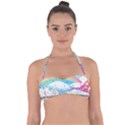 Rainbow Fun Cute Minimal Doodle Drawing Halter Bandeau Bikini Top View1