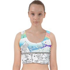 Rainbow Fun Cute Minimal Doodle Drawing Velvet Racer Back Crop Top by Ravend