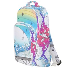 Rainbow Fun Cute Minimal Doodle Drawing Double Compartment Backpack by Ravend