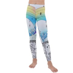 Rainbow Fun Cute Minimal Doodle Drawing Kids  Lightweight Velour Leggings by Ravend