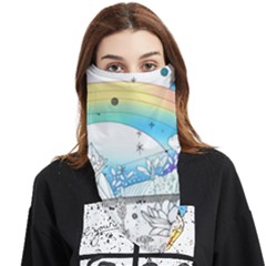 Rainbow Fun Cute Minimal Doodle Drawing Face Covering Bandana (triangle) by Ravend