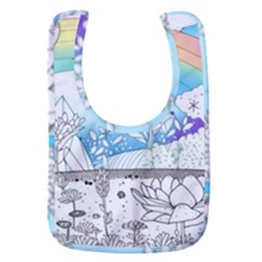 Rainbow Fun Cute Minimal Doodle Drawing Baby Bib by Ravend