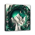 Christmas Wreath Winter Mountains Snow Stars Moon Mini Canvas 6  x 6  (Stretched) View1