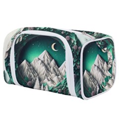 Christmas Wreath Winter Mountains Snow Stars Moon Toiletries Pouch by Ravend