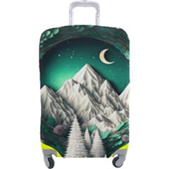 Christmas Wreath Winter Mountains Snow Stars Moon Luggage Cover (large) by Ravend