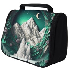 Christmas Wreath Winter Mountains Snow Stars Moon Full Print Travel Pouch (big) by Ravend