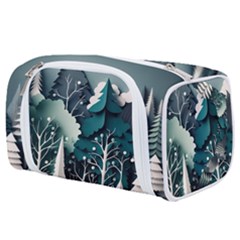 Forest Papercraft Trees Background Toiletries Pouch by Ravend