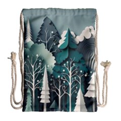 Forest Papercraft Trees Background Drawstring Bag (large) by Ravend