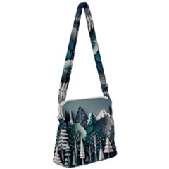 Forest Papercraft Trees Background Zipper Messenger Bag by Ravend