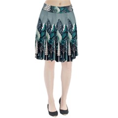 Forest Papercraft Trees Background Pleated Skirt by Ravend