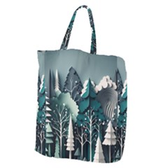 Forest Papercraft Trees Background Giant Grocery Tote by Ravend