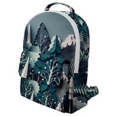 Forest Papercraft Trees Background Flap Pocket Backpack (small) by Ravend