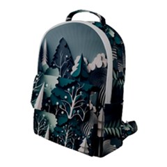 Forest Papercraft Trees Background Flap Pocket Backpack (large) by Ravend